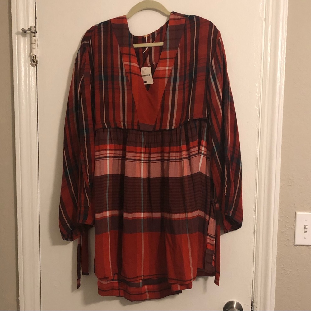 Free People Red Plaid Dress